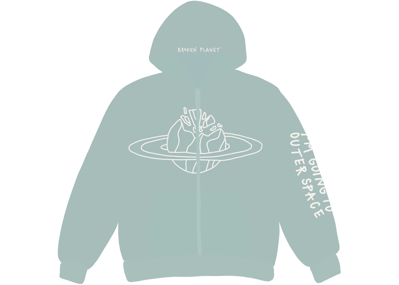 Broken Planet Outer Space Zip Up Hoodie Arctic