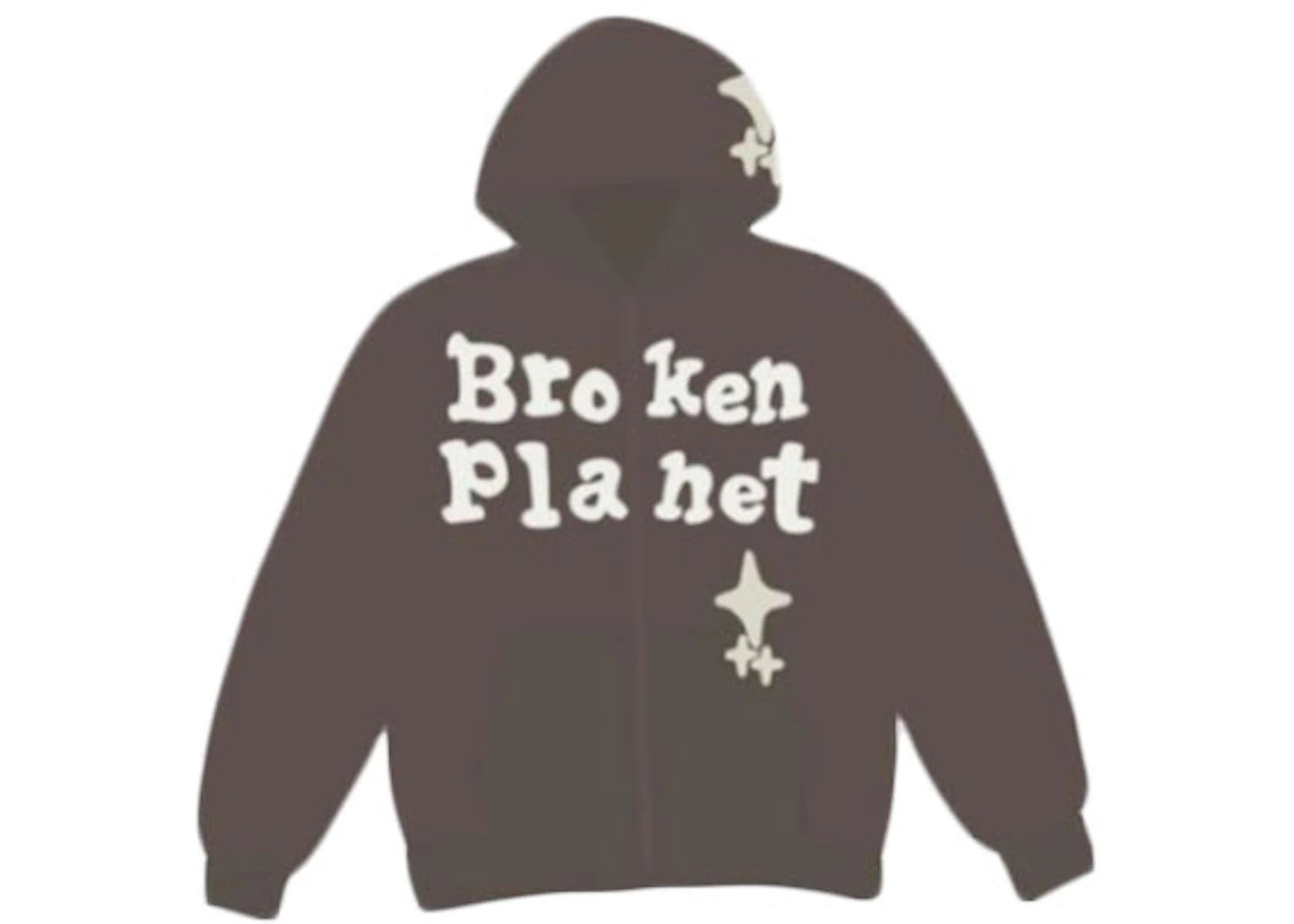 Broken Planet Star Zip Up Hoodie Brown