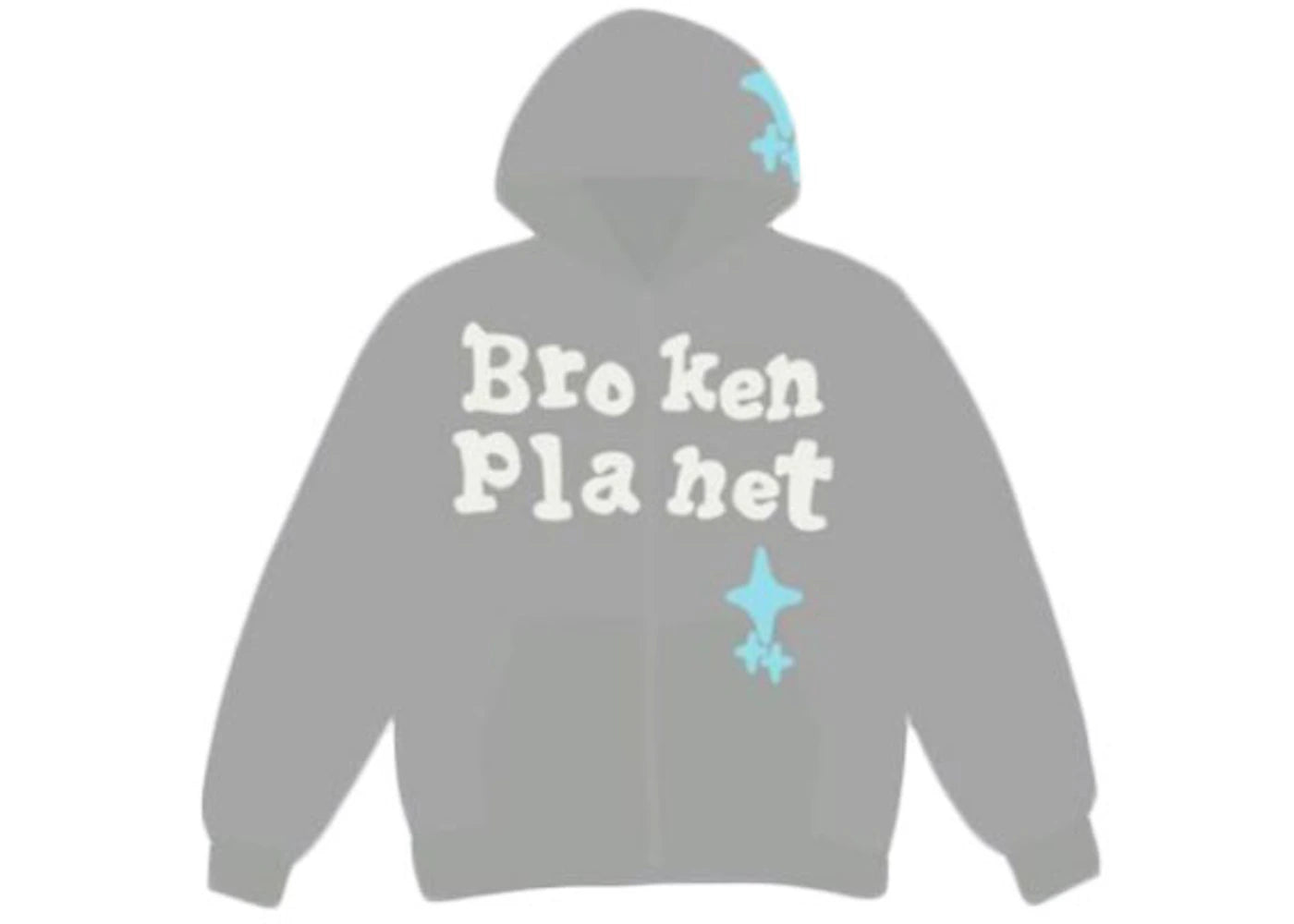 Broken Planet Star Zip Up Hoodie Grey