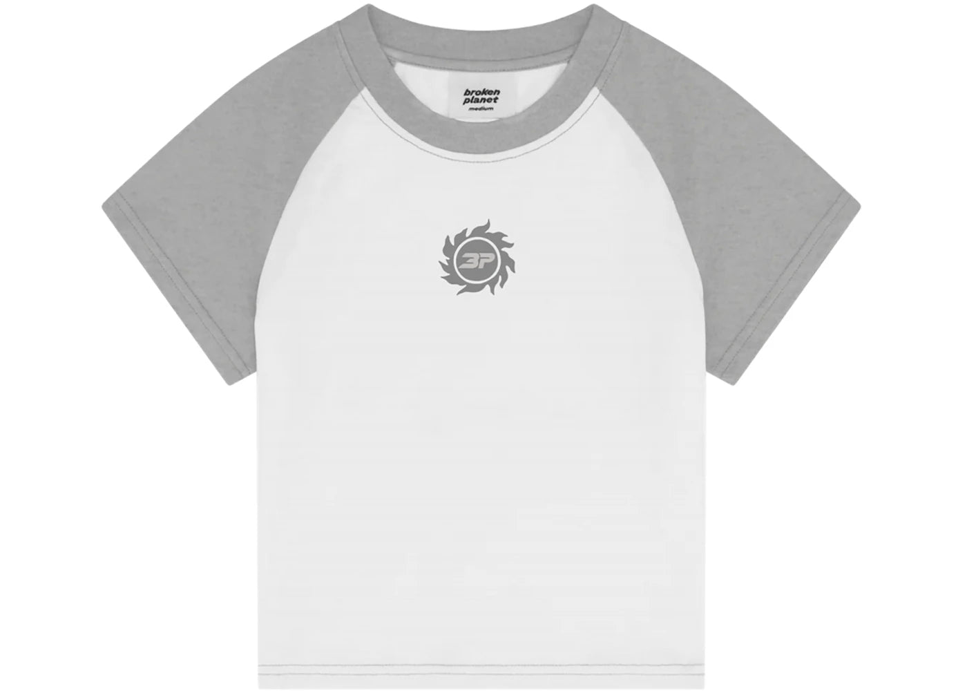 Broken Planet Sun Logo Baby Tee Snow White/Heather Grey