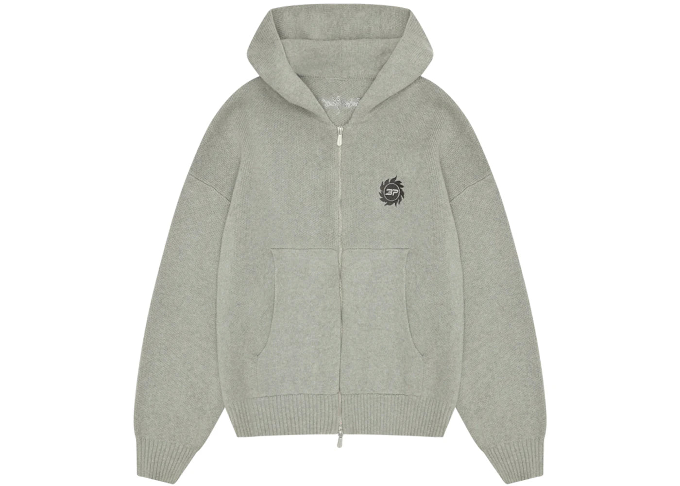 Broken Planet Sun Logo Knit Zip-Up Hoodie Heather Grey