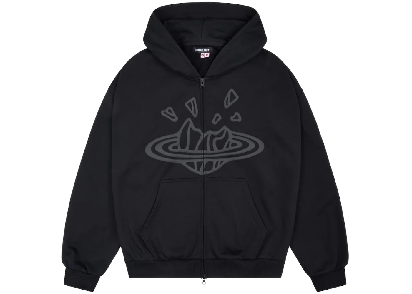 Broken Planet Zip Up Hoodie Midnight Black