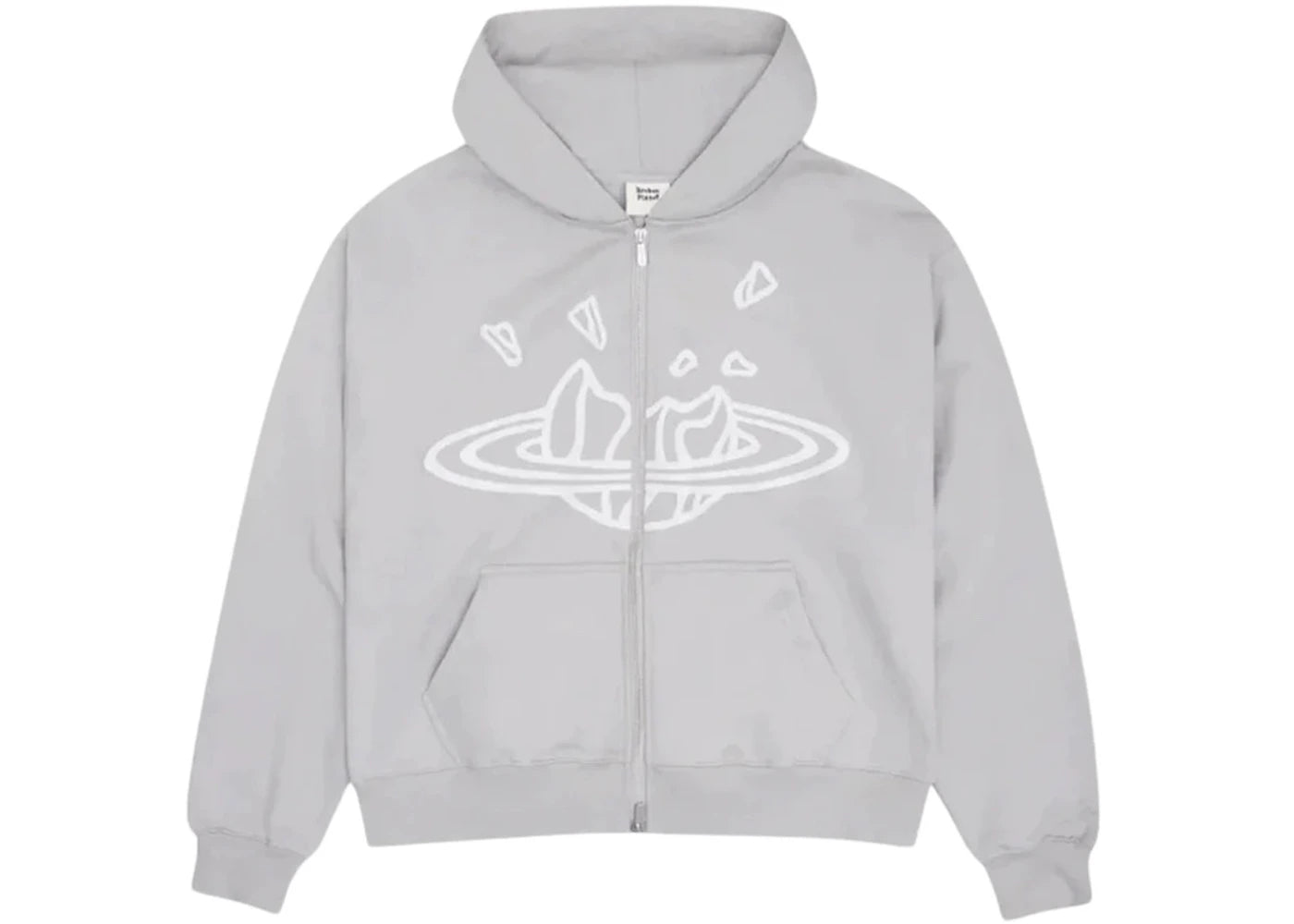 Broken Planet Zip Up Hoodie Stone Grey