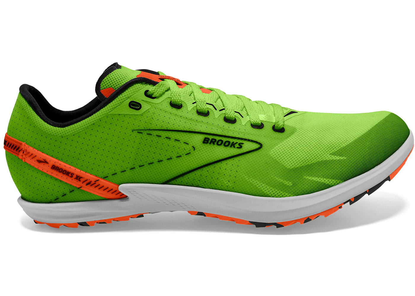 Brooks Draft XC Spikeless Green Gecko Red Orange White