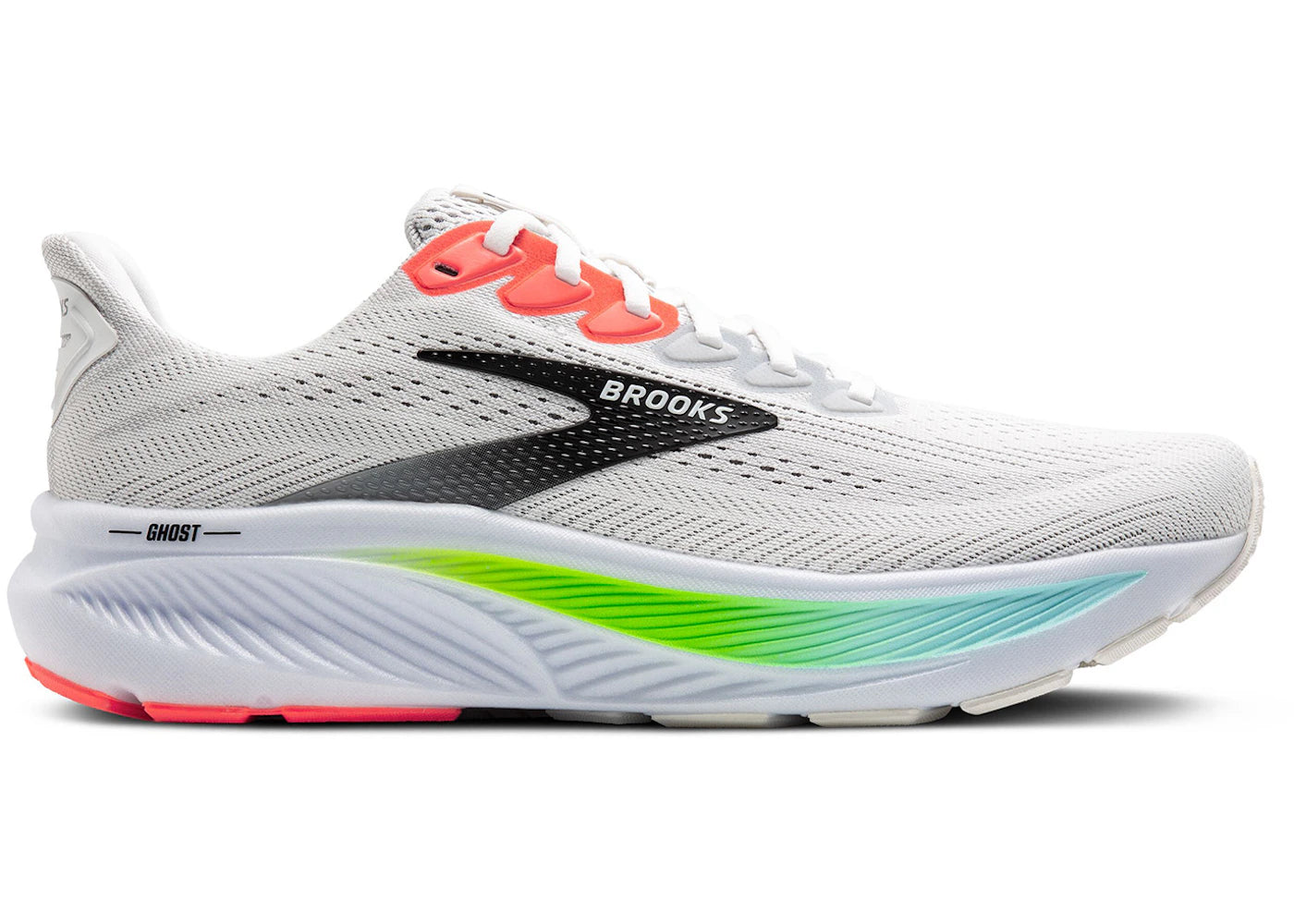 Brooks Ghost 17 White Pink Clay Gecko