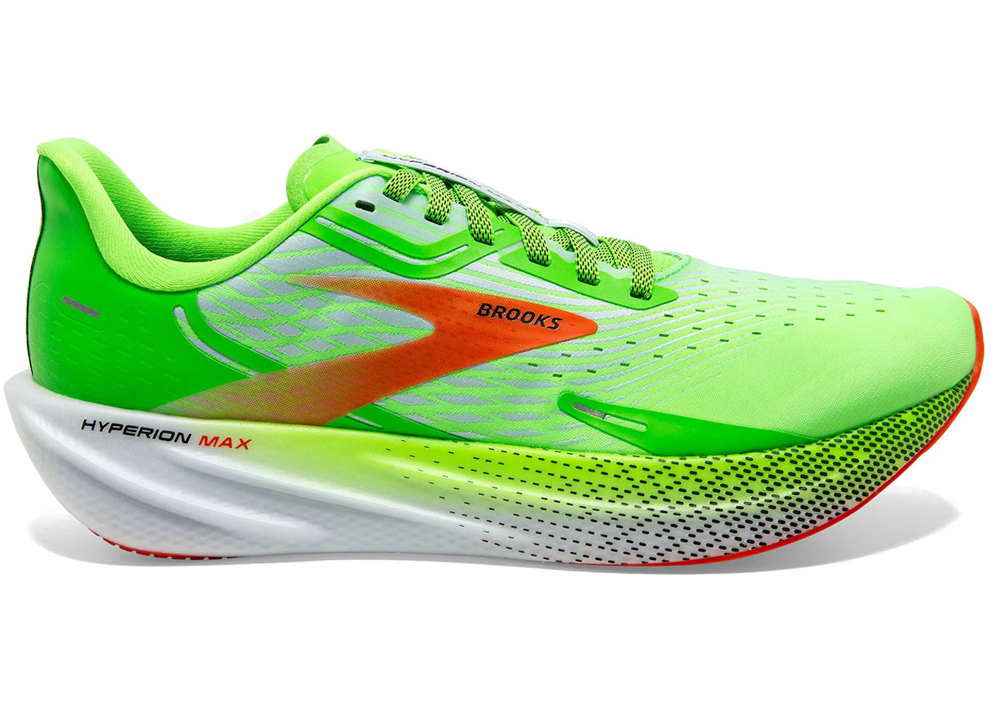 Brooks Hyperion Max Green Gecko Red Orange