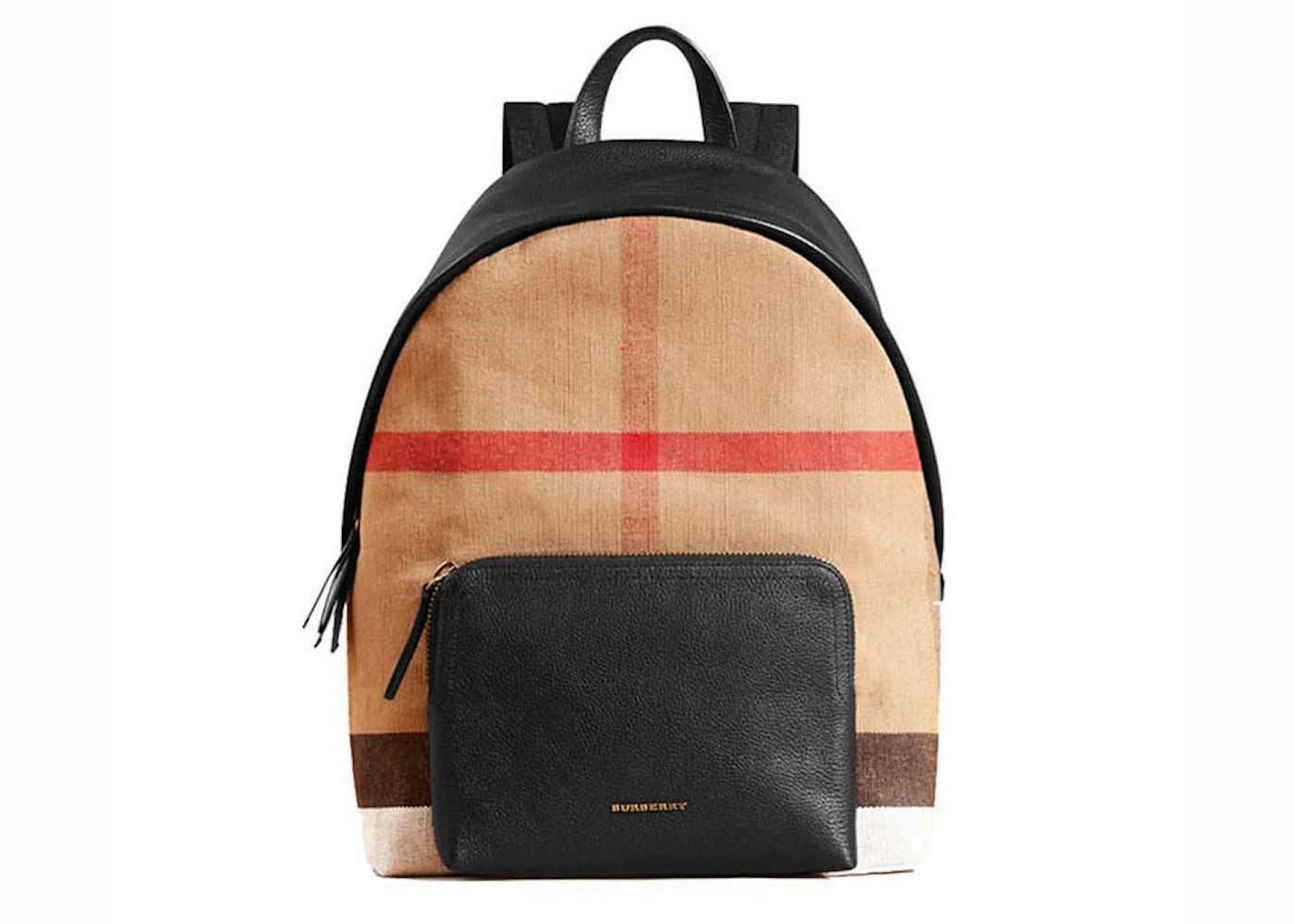 Burberry Abbeydale House Check Canvas and Leather Backpack Large Tan/Black