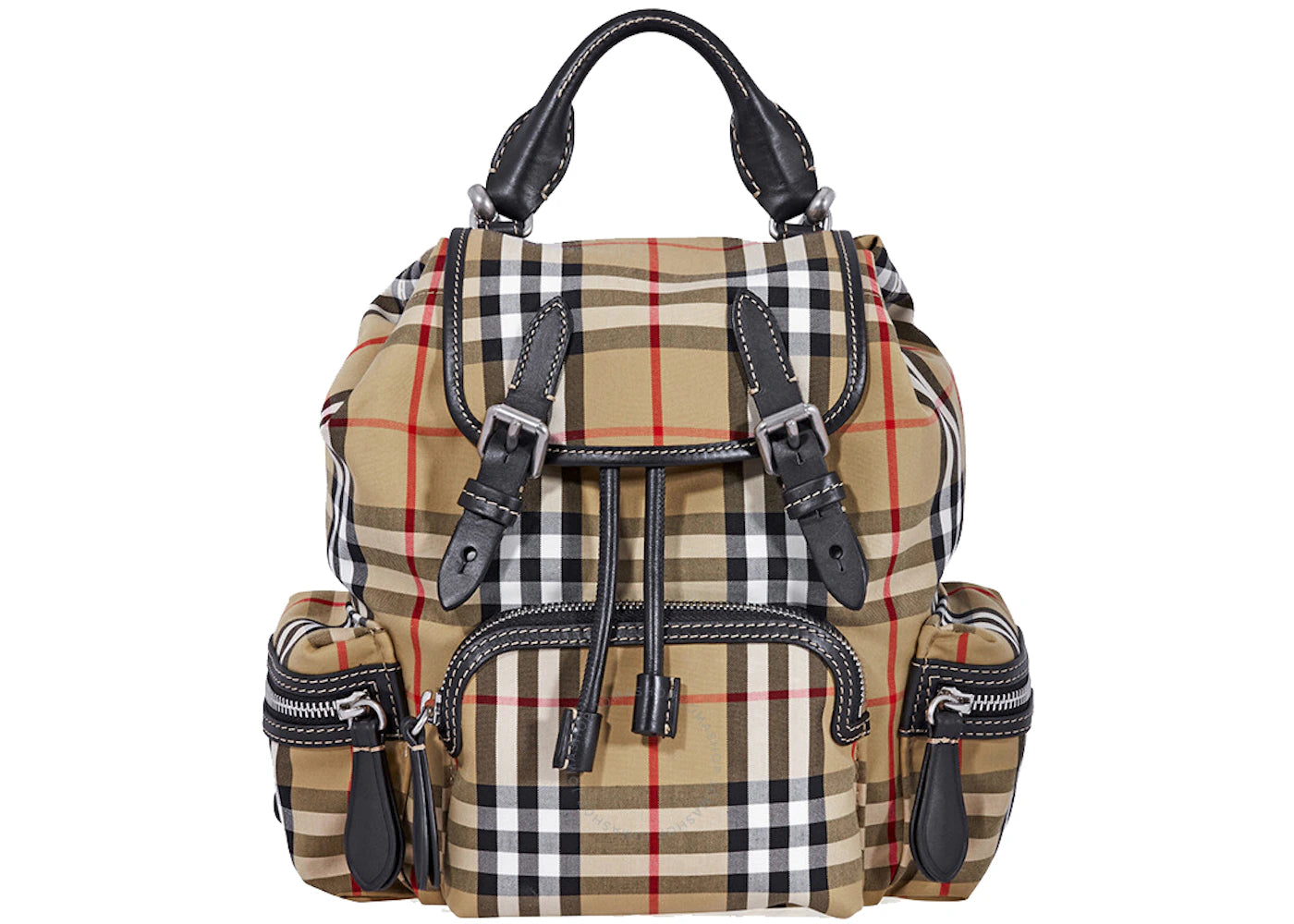 Burberry Antique Yellow Check Rucksack Backpack Small Brown