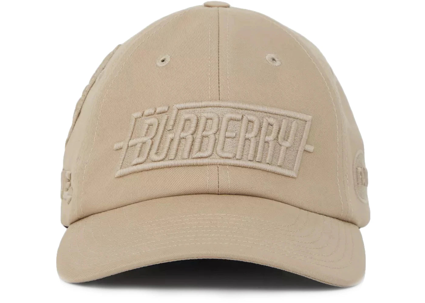 Burberry Badge Applique Gabardine Baseball Cap Soft Fawn