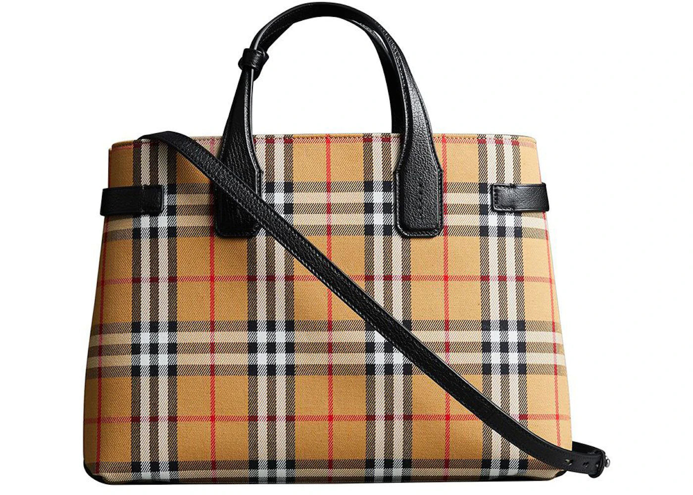 Burberry Banner Tote Vintage Check Cotton Beige/Black