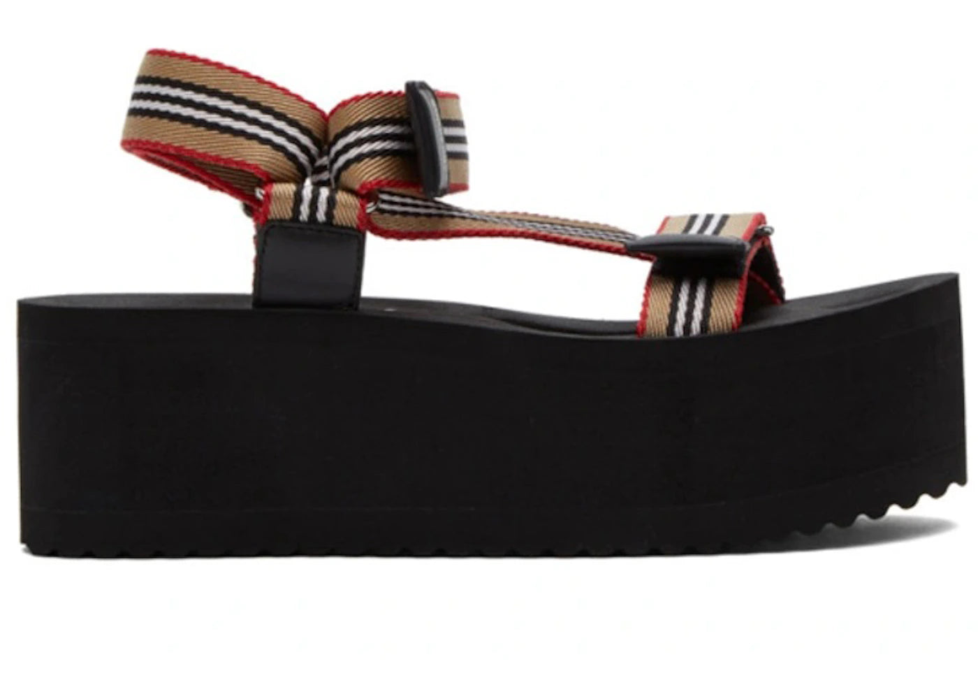 Burberry Beige Icon Stripe Platform Sandal Black (Women's)