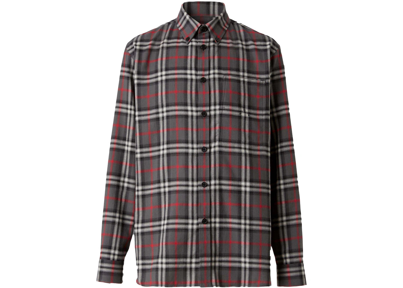 Burberry Blurred Check Cotton Oversized Shirt Tempest Grey