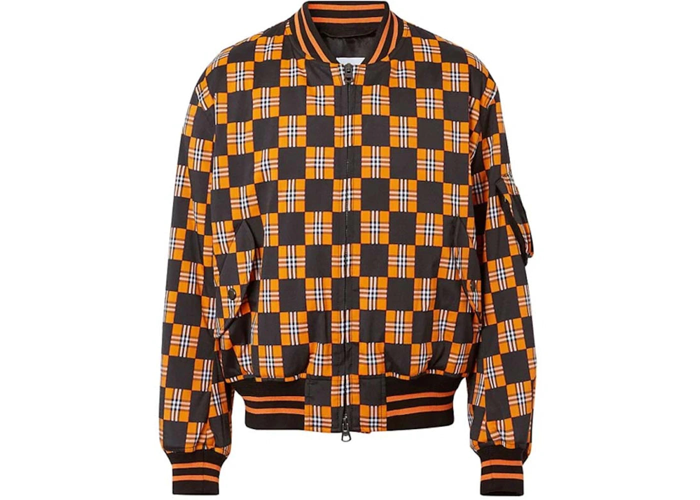 Burberry Brookland Checkerboard Bomber Jacket Orange/Black