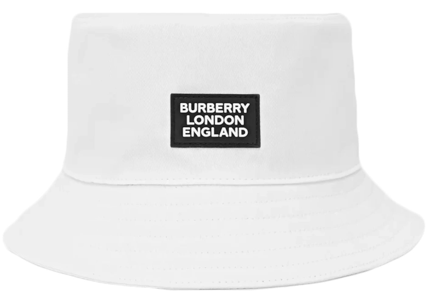 Burberry Logo Applique Cotton Bucket Hat White