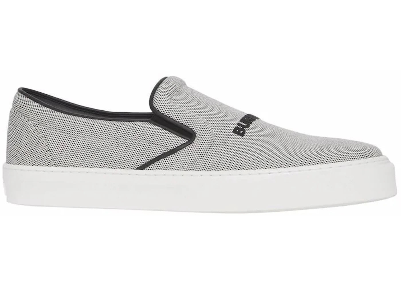 Burberry Canvas And Leather Slip-On Sneaker Black White