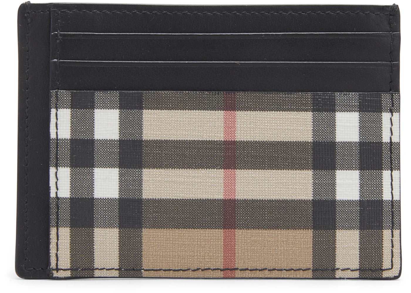 Burberry Vintage Check and Leather Money Clip Card Case 3 Slot Archive Beige