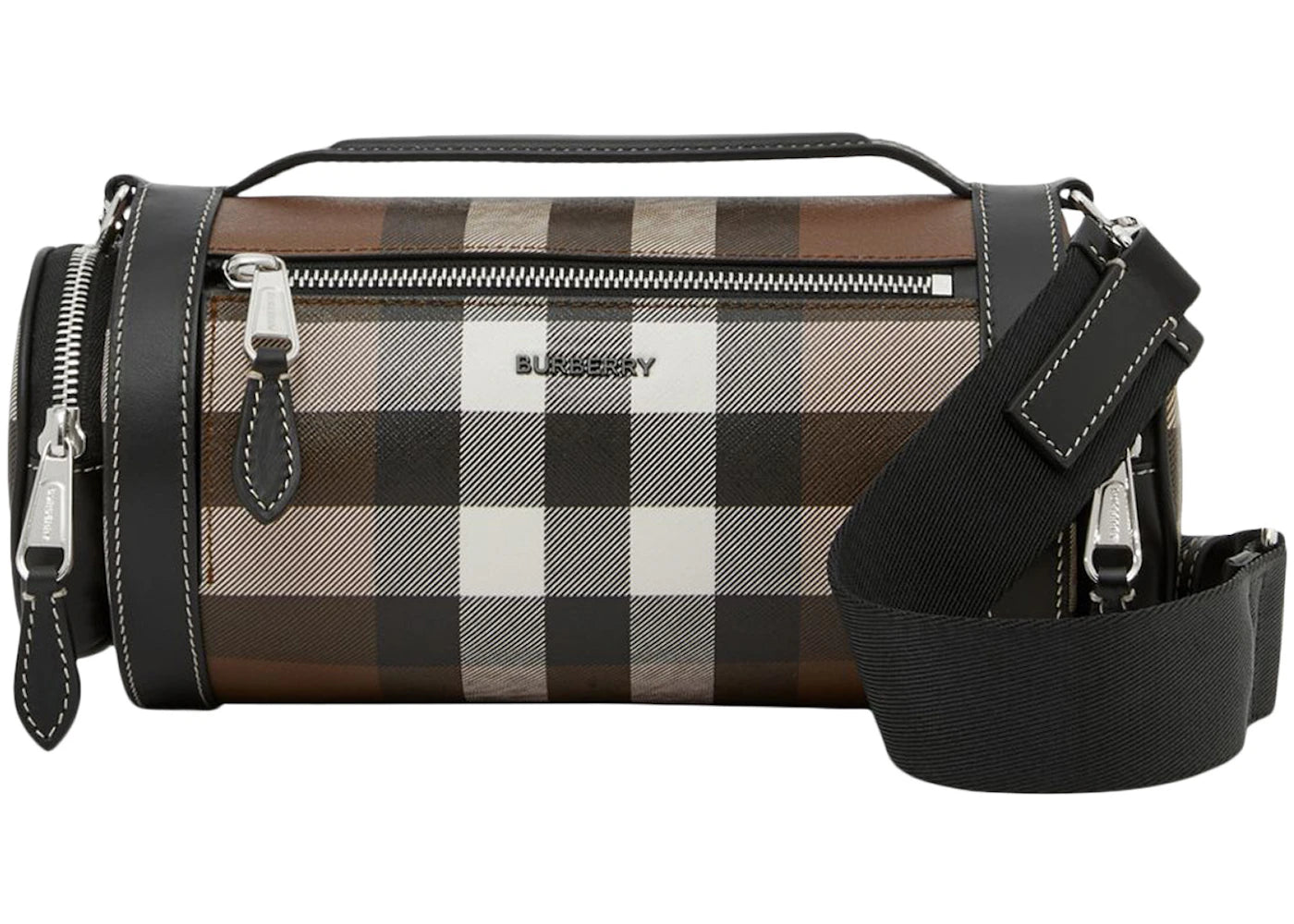 Burberry Check And Leather Sound Bag Dark Birch Brown/Black