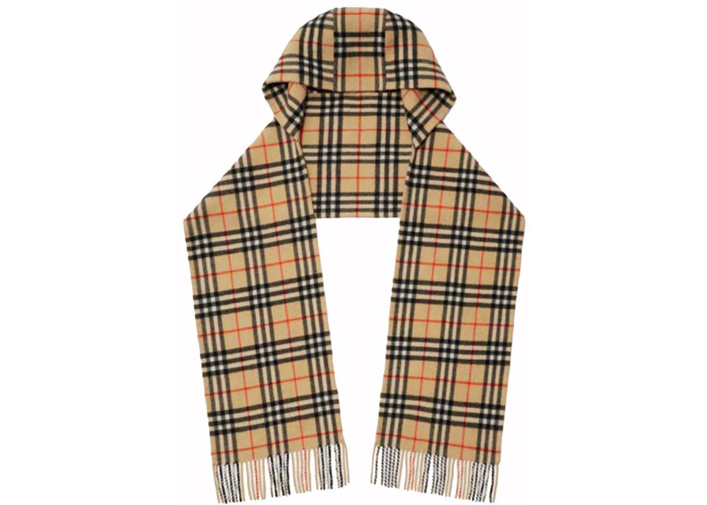 Burberry Check Cashmere Hooded Scarf Sand