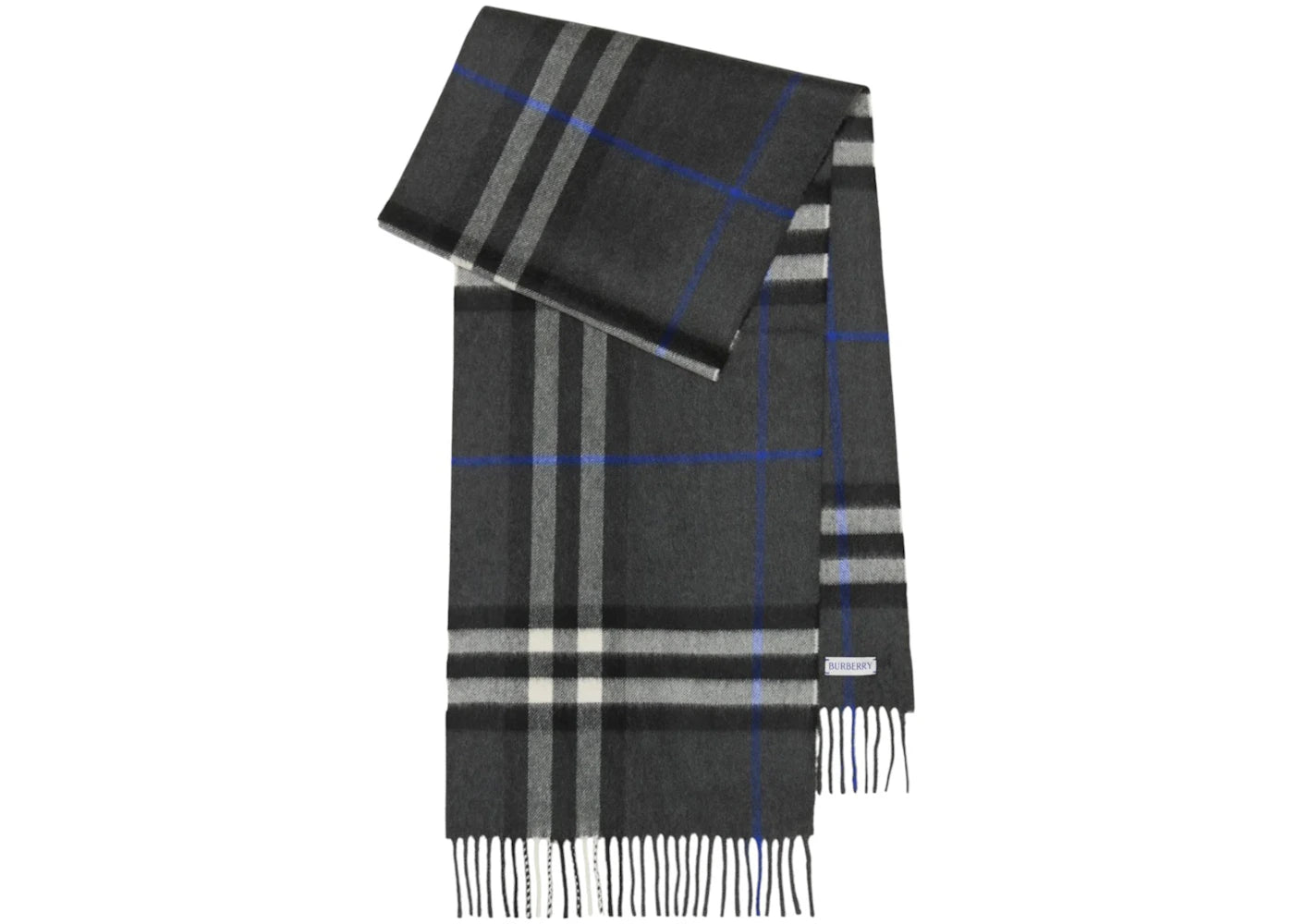 Burberry Check Cashmere Scarf Dark Charcoal
