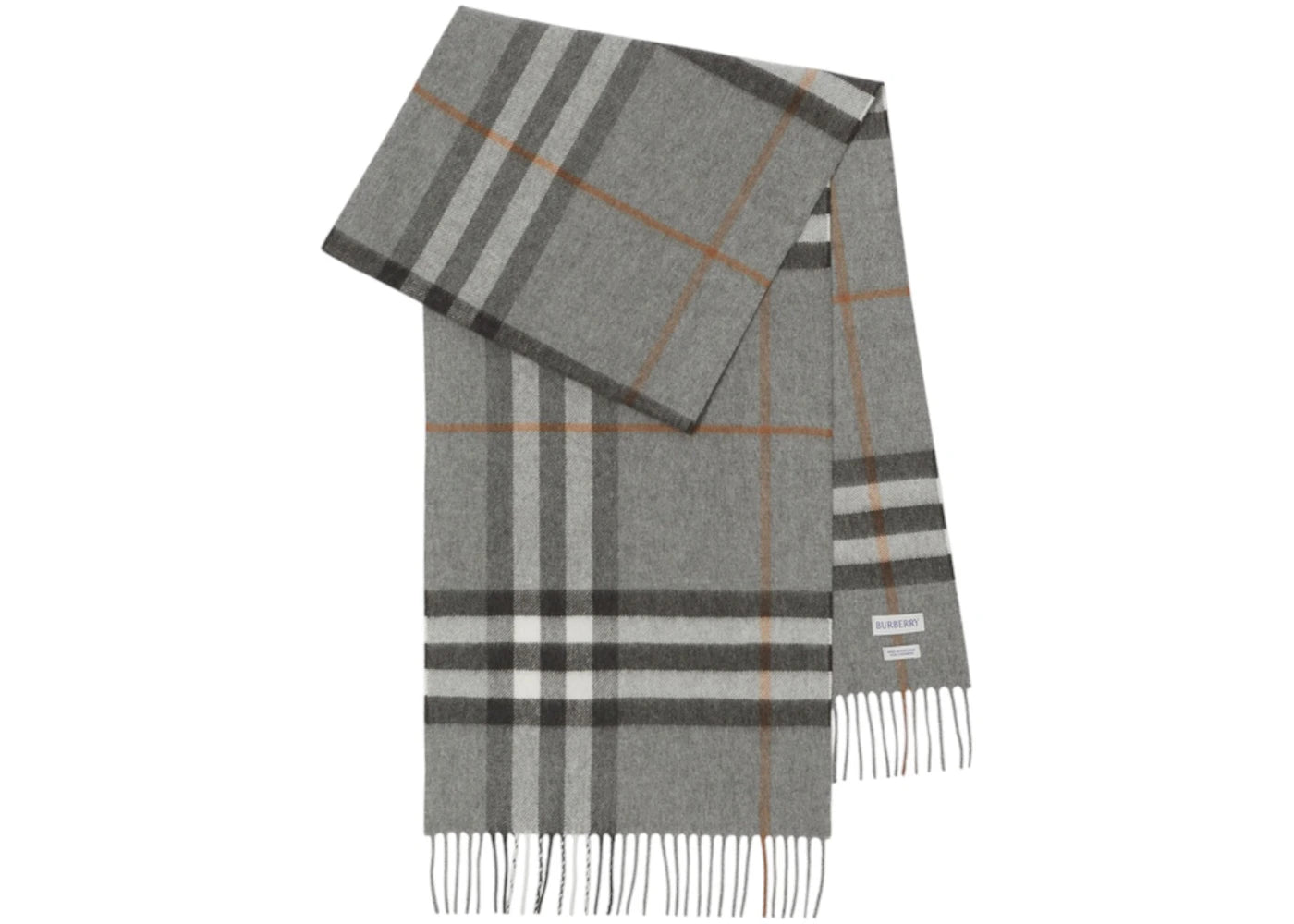 Burberry Check Cashmere Scarf Grey