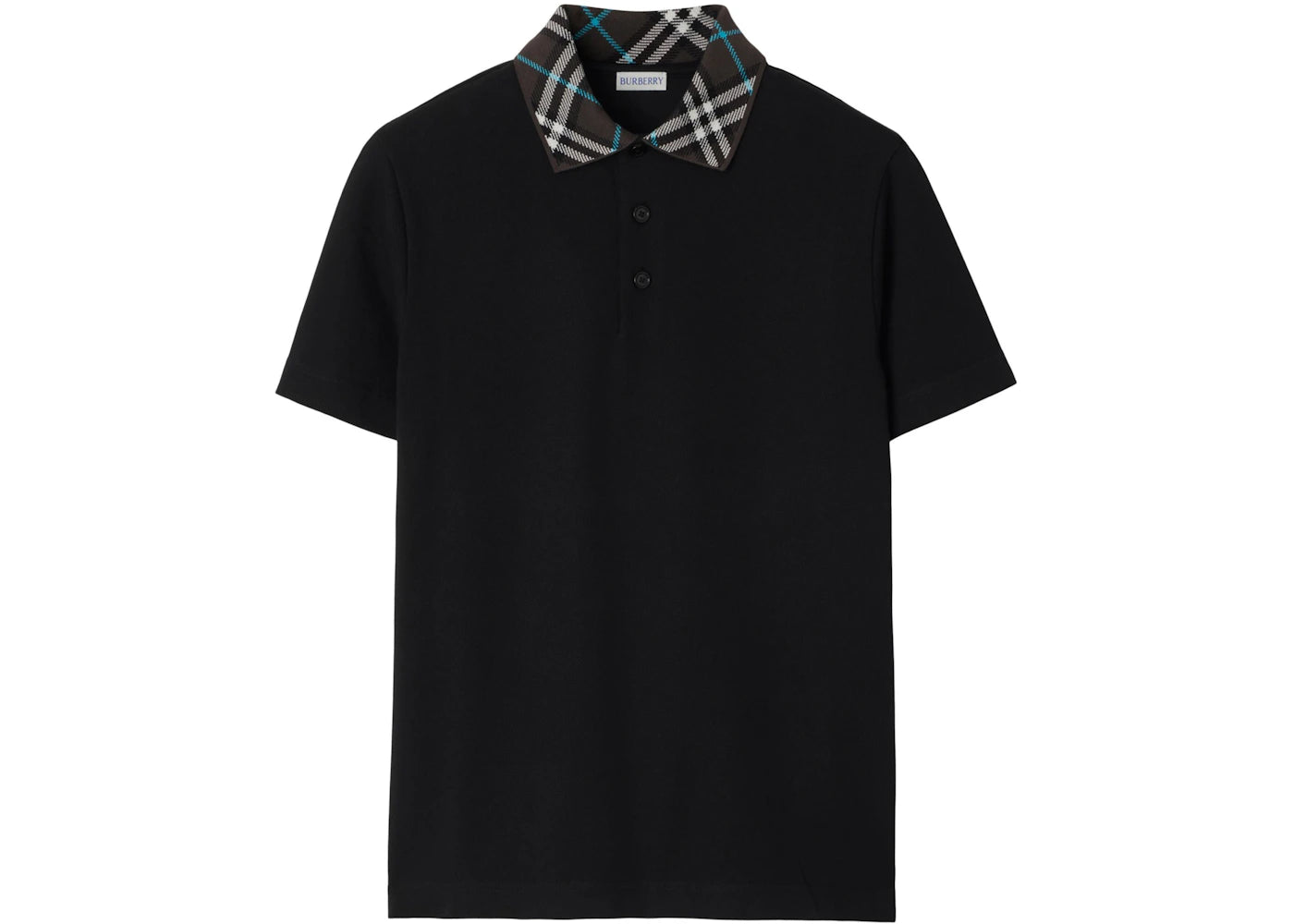 Burberry Check Collar Polo Shirt Black