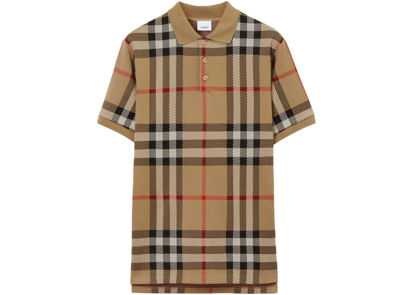 Burberry Check Cotton Jacquard Polo Shirt Archive Beige