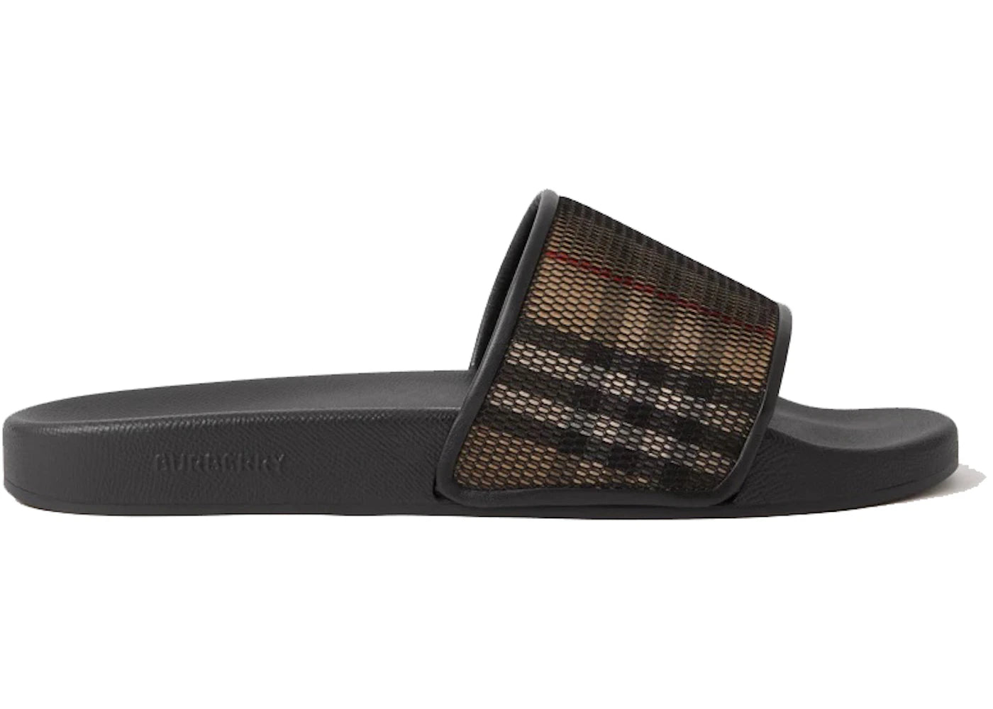 Burberry Check Cotton Mesh Slides Black