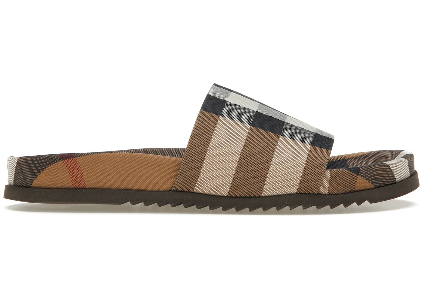 Burberry Check Cotton Slides Birch Brown