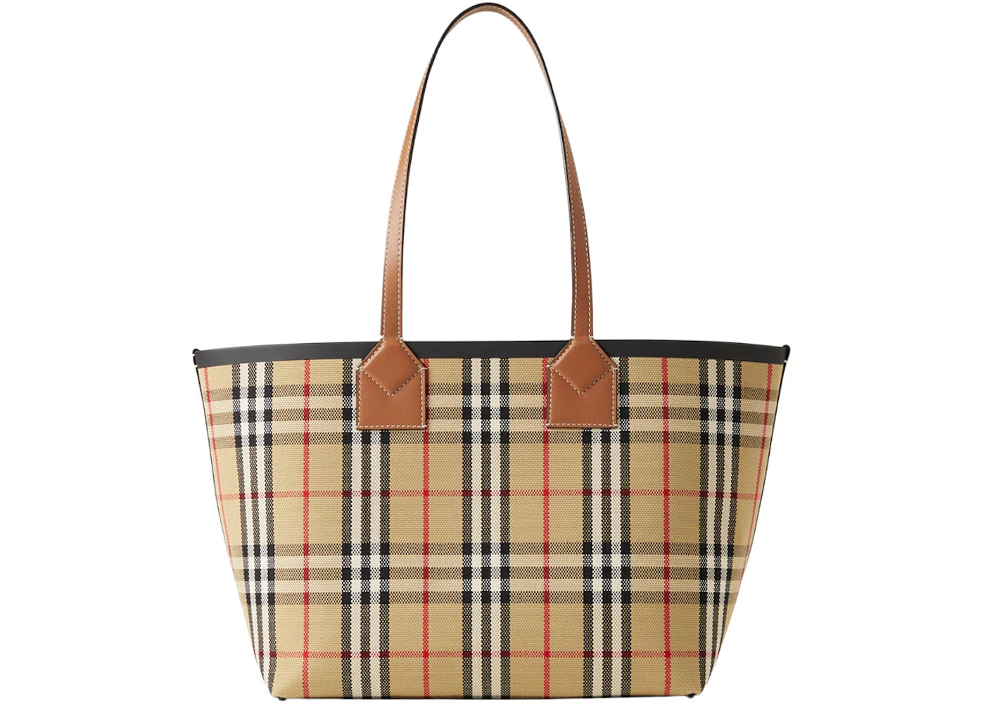 Burberry Check Cotton Small London Tote Bag Briar Brown/Black