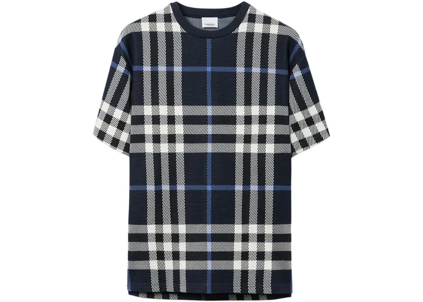 Burberry Check Cotton T-shirt White/Dark Blue