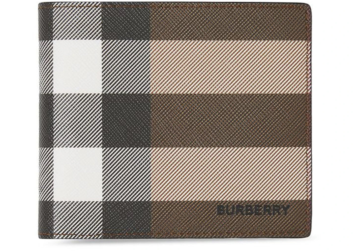 Burberry Check E-canvas International Bifold Wallet 8 slot Dark Birch Brown