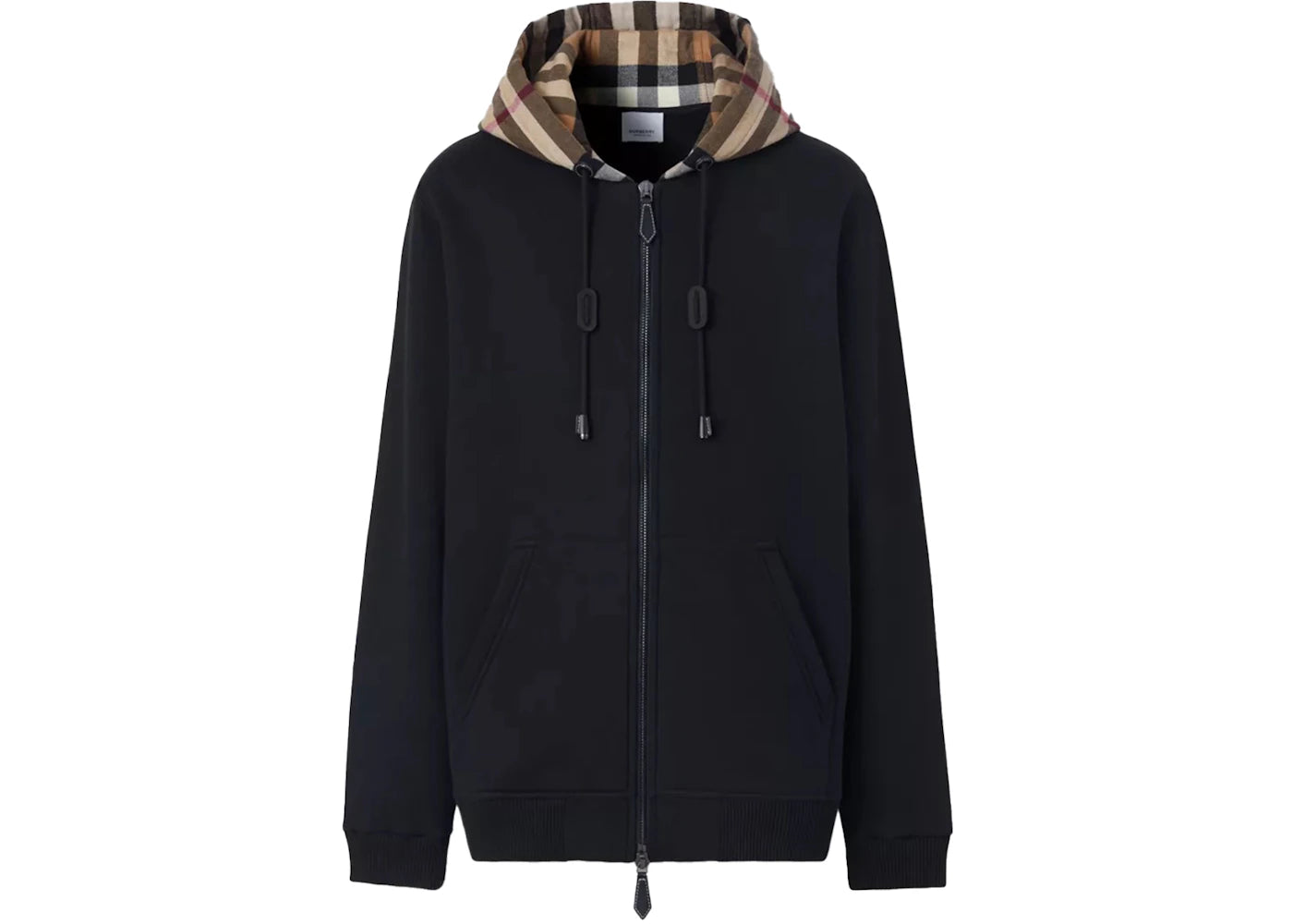 Burberry Check Hood Cotton Hooded Top Black