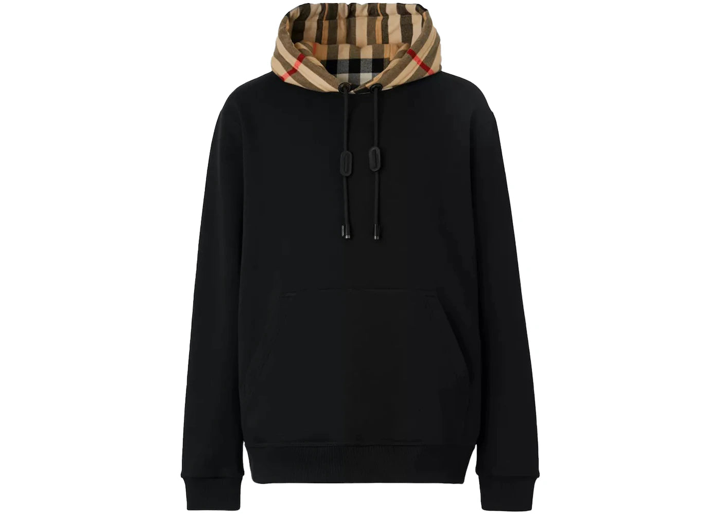 Burberry Check Hood Cotton Hoodie Black