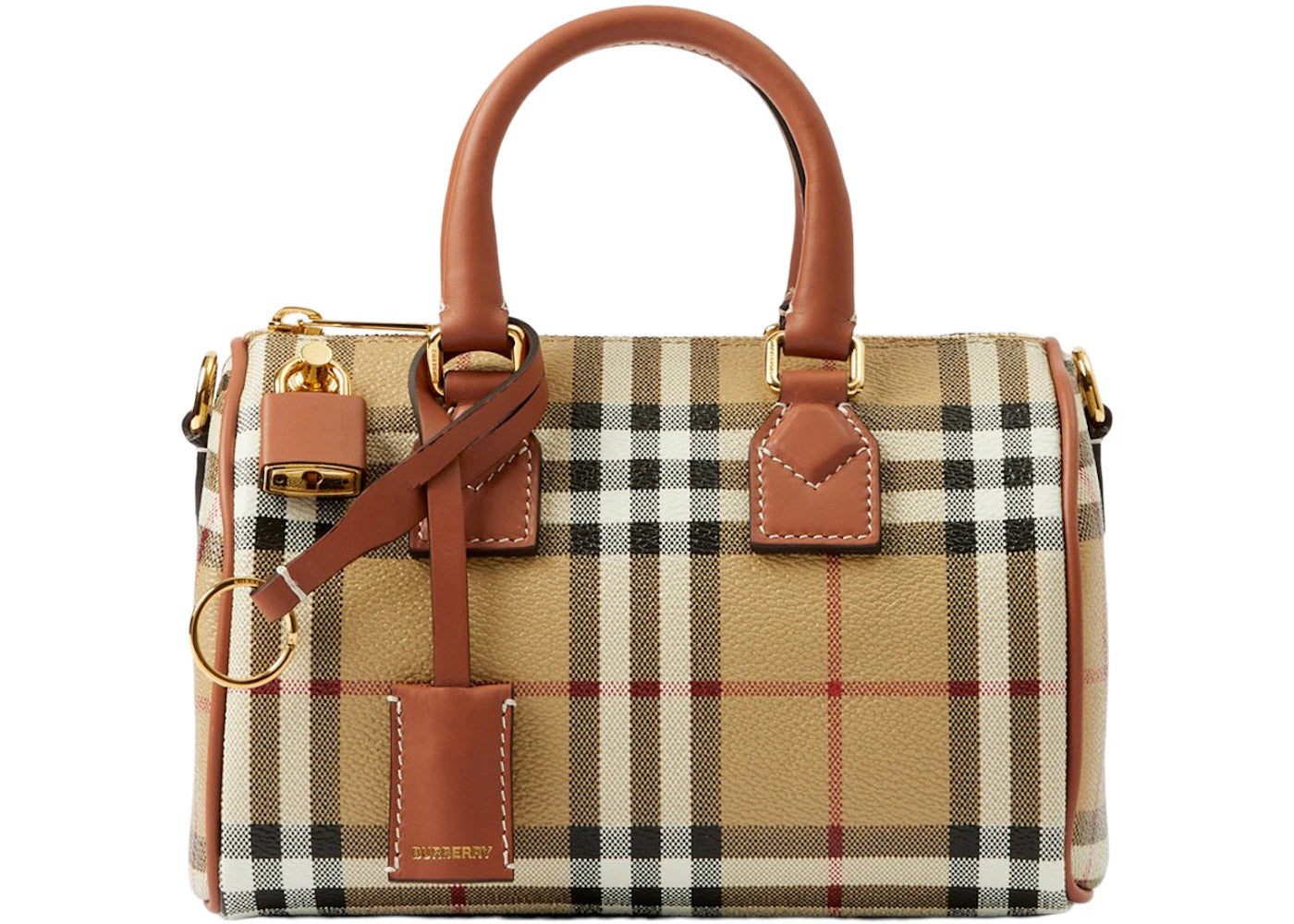 Burberry Check Mini Bowling Bag Archive Beige/Briar Brown