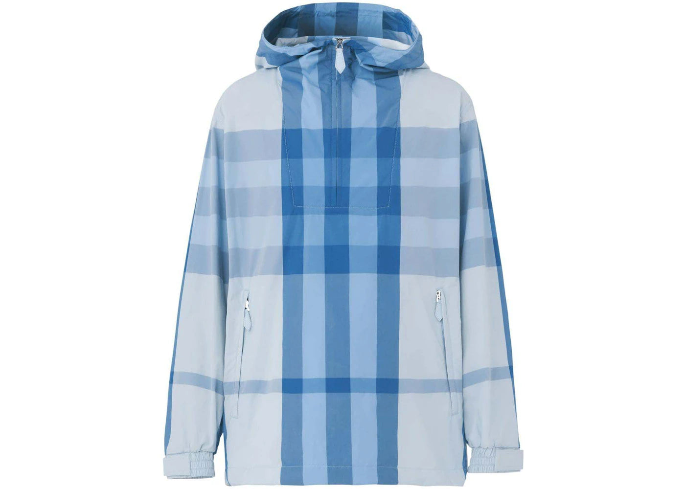 Burberry Check Packaway Half-Zip Hooded Jacket Blue