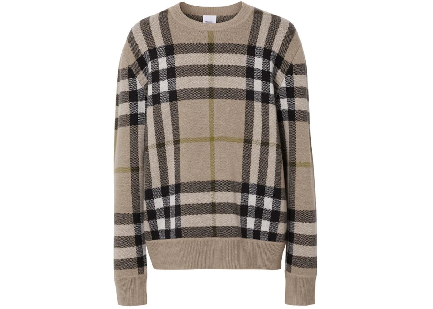 Burberry Check-Pattern Cashmere Jumper Fawn Brown