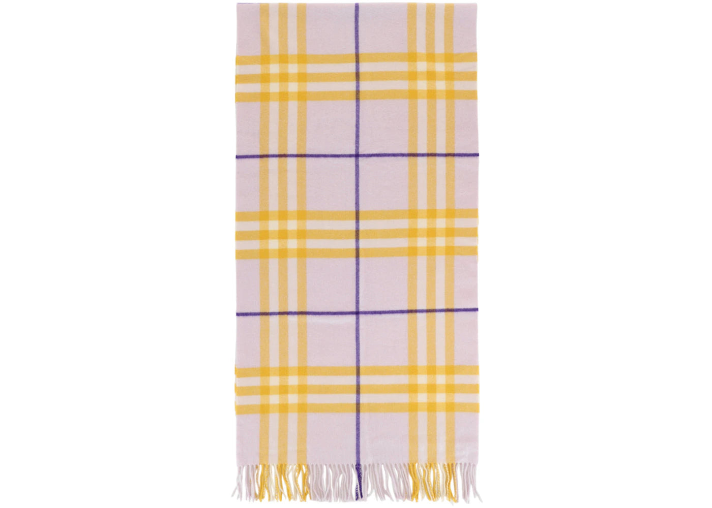 Burberry Check-Pattern Fringed Cashmere Scarf Hazel