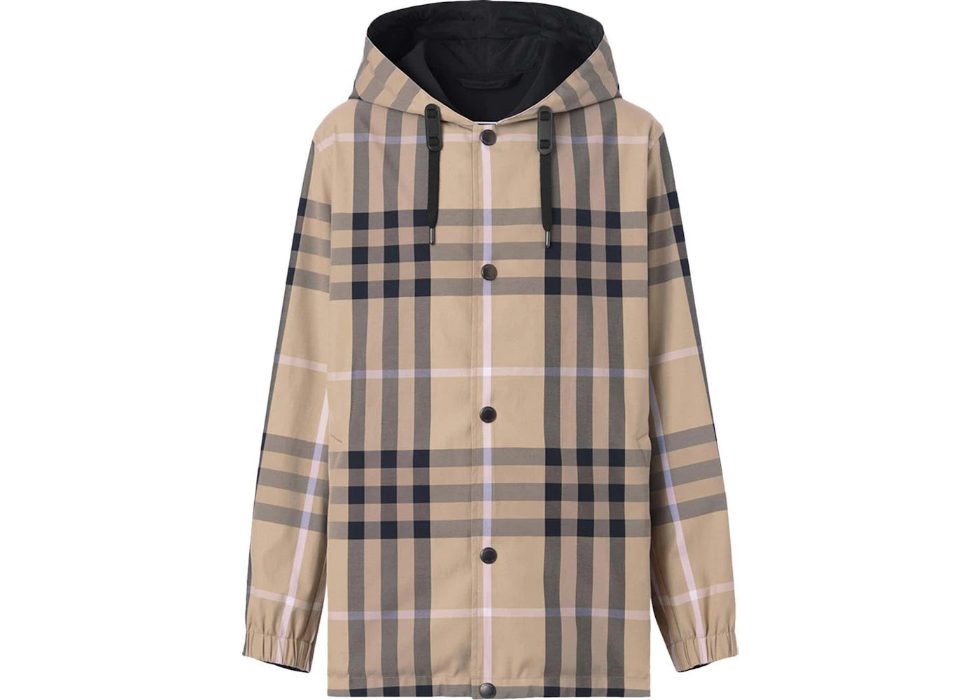 Burberry Check-Pattern Reversible Hooded Jacket Beige/Black