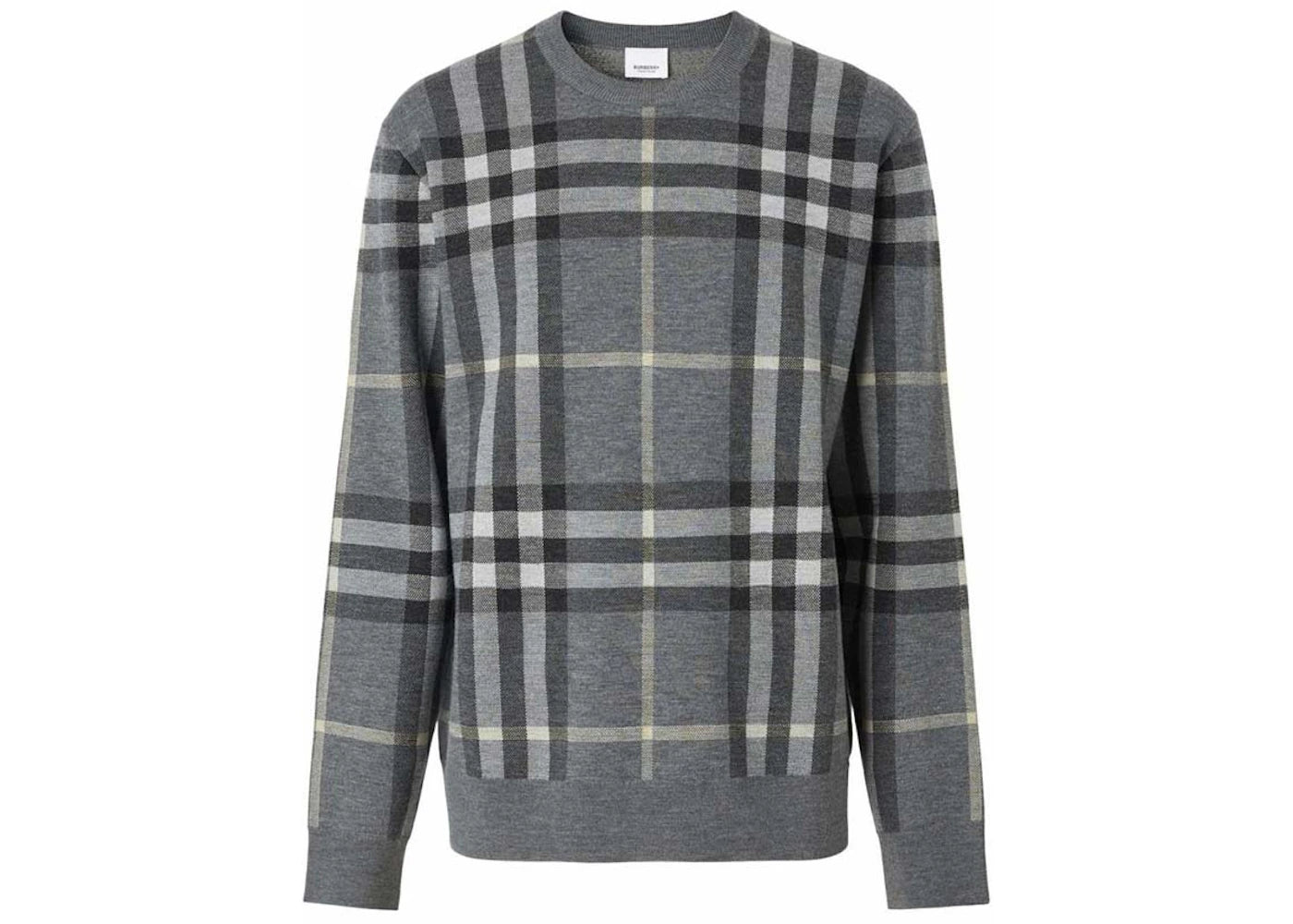 Burberry Check-Pattern Wool-Silk Sweater Grey