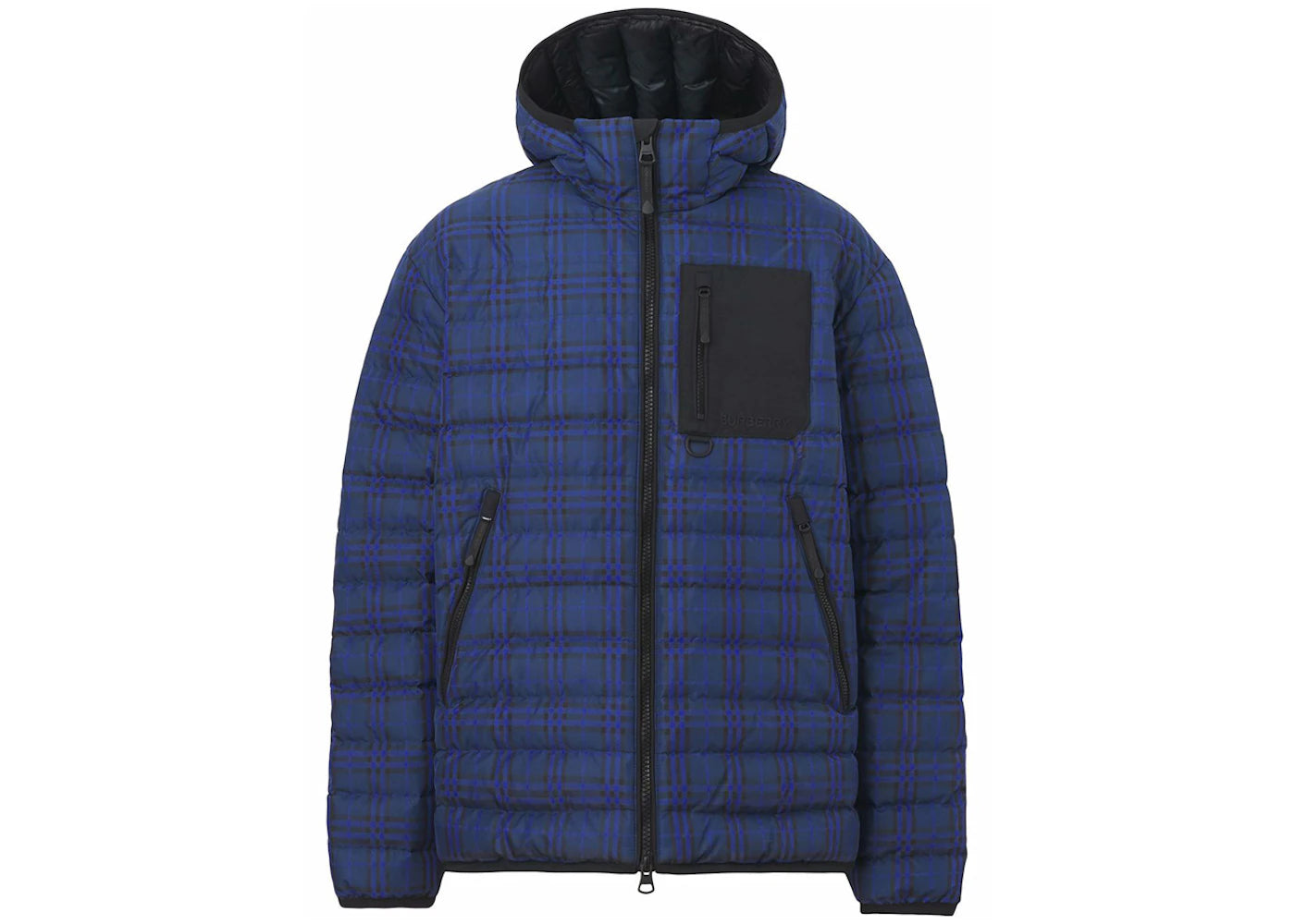 Burberry Check Print Padded Down Jacket Oceanic Blue