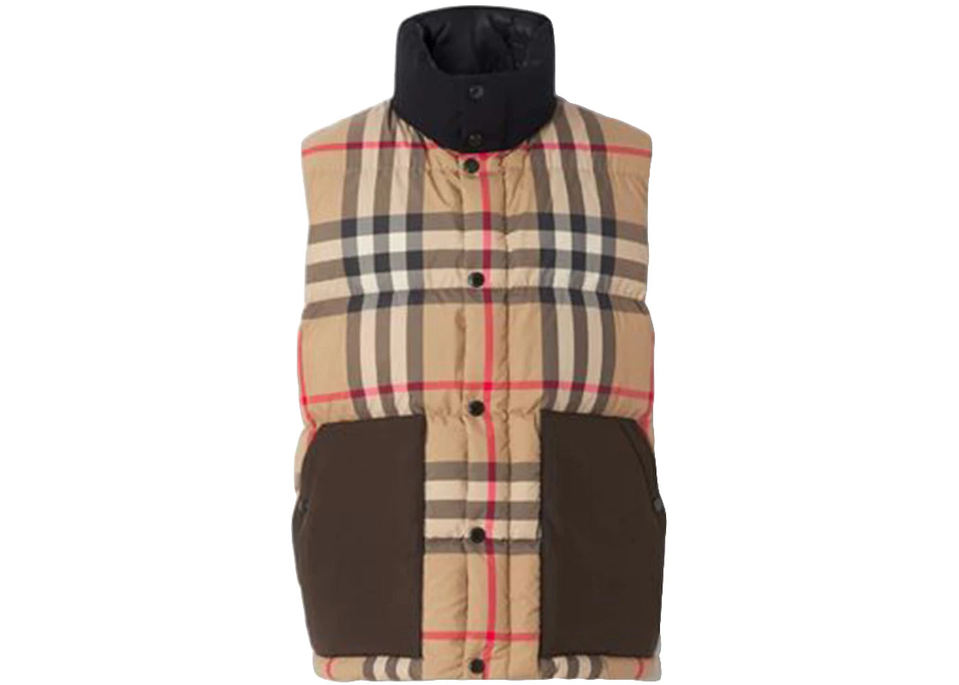 Burberry Check Print Padded Down Vest Archive Beige