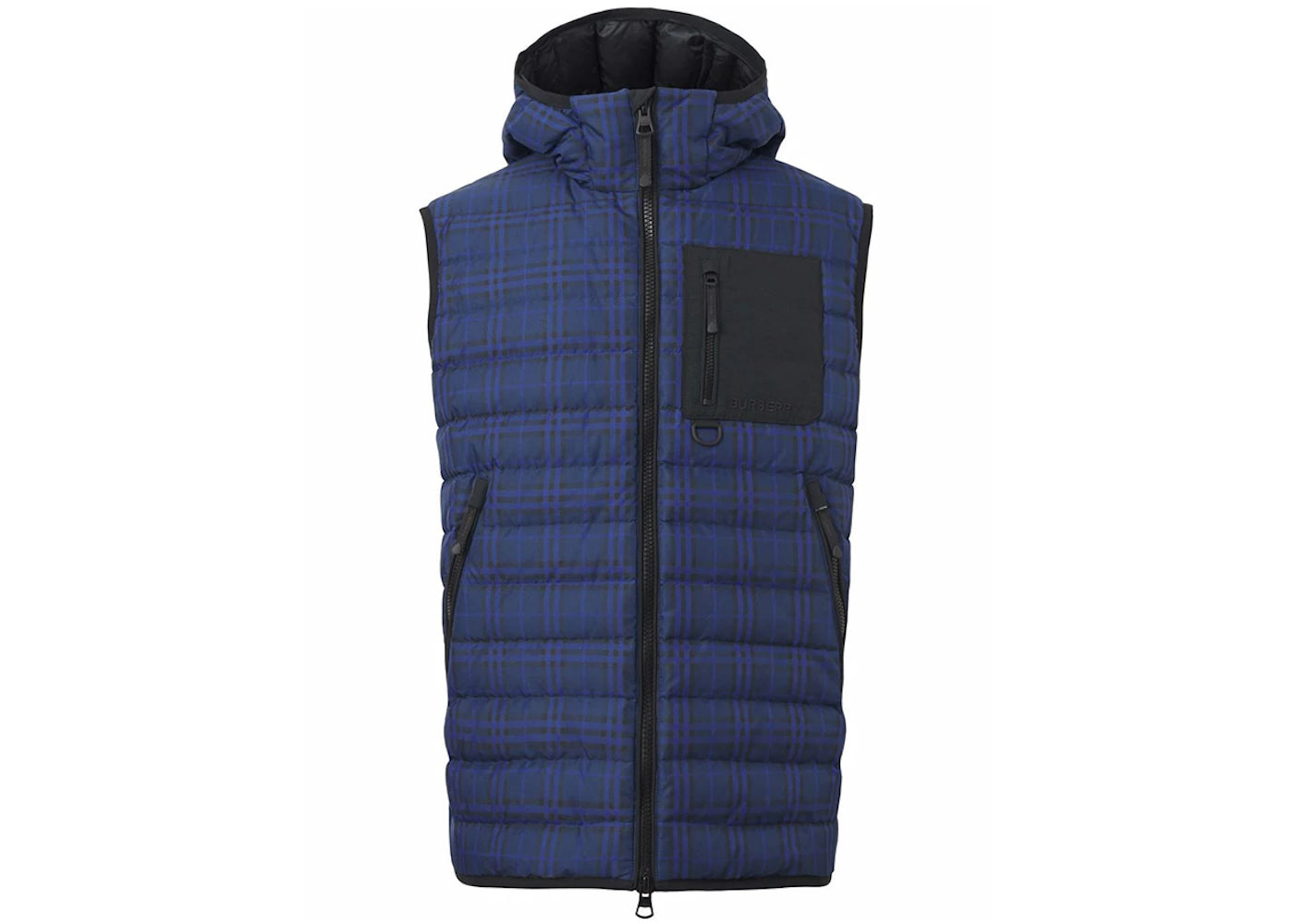 Burberry Check Print Padded Down Vest Oceanic Blue