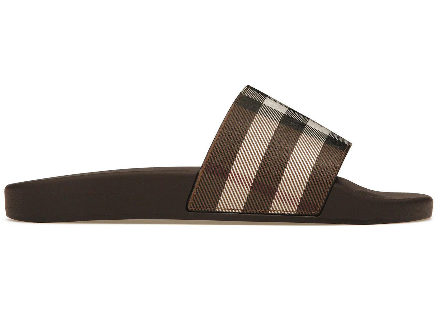 Burberry Check Print Slides Dark Birch Brown