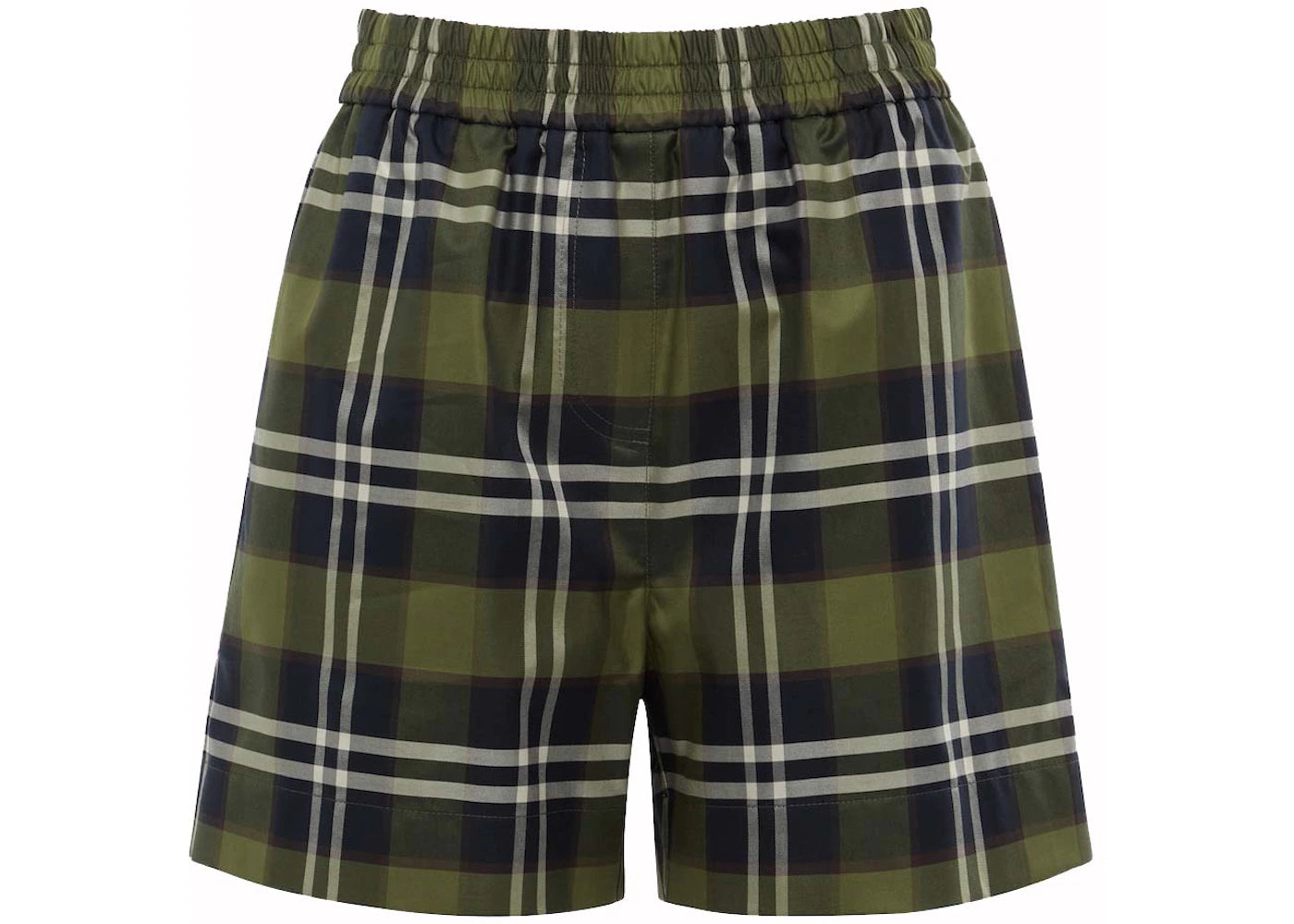 Burberry Check Shorts Dark Olive Green