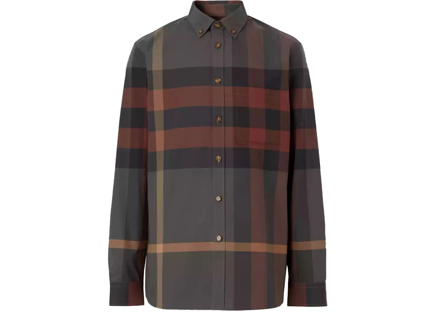 Burberry Check Stretch Cotton Poplin Shirt Brick Red