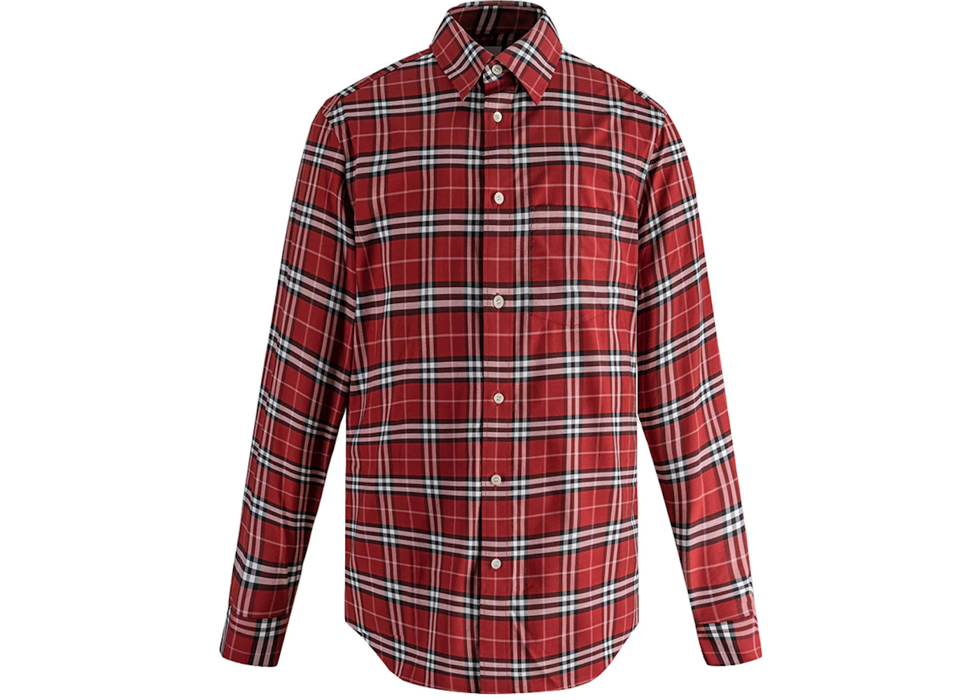 Burberry Check Stretch Cotton Poplin Shirt Red