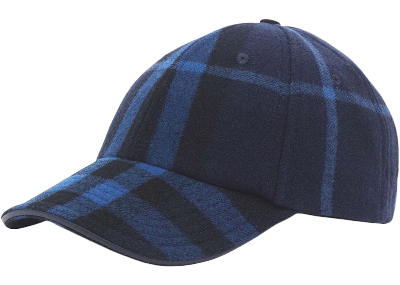 Burberry Check Wool & Cashmere Baseball Cap Navy