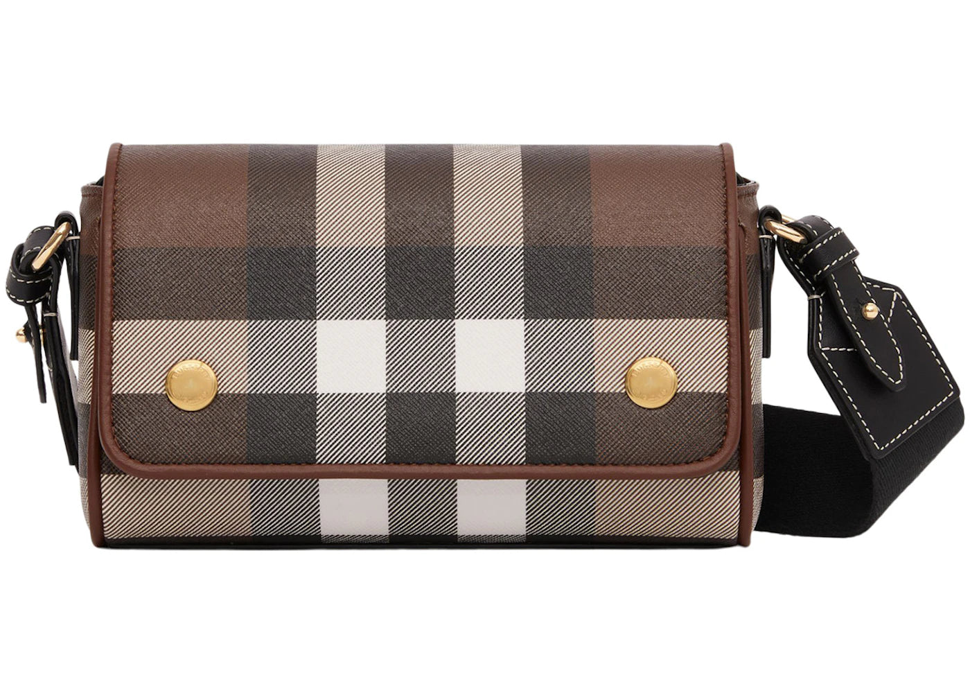 Burberry Check and Leather Crossbody Bag Dark Birch Brown