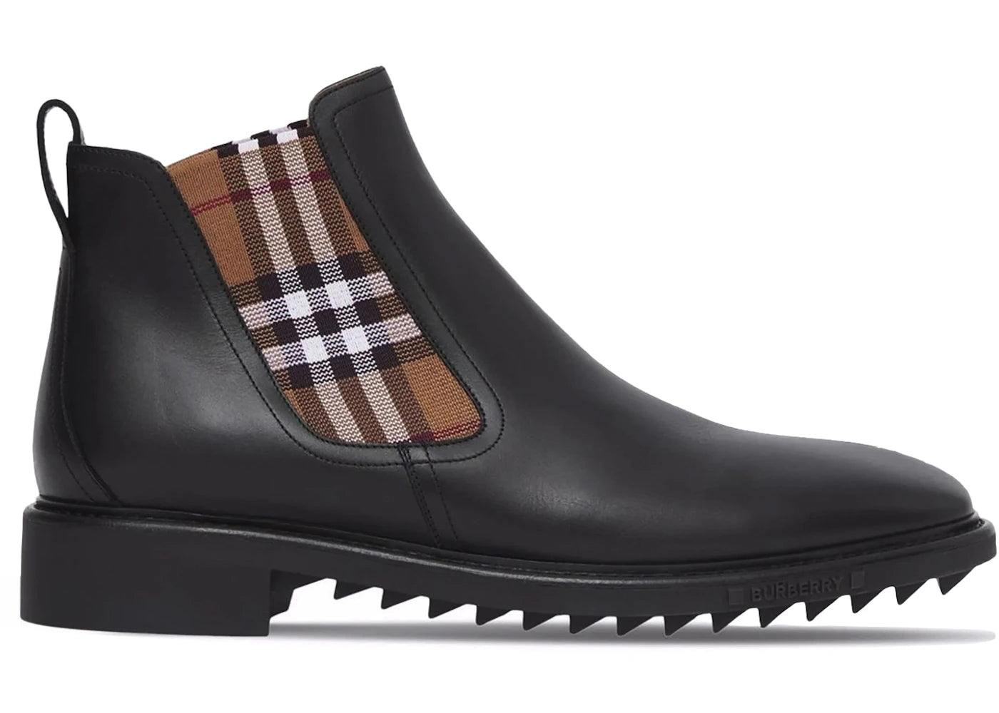 Burberry Check-panel Ankle Boots Black Brown