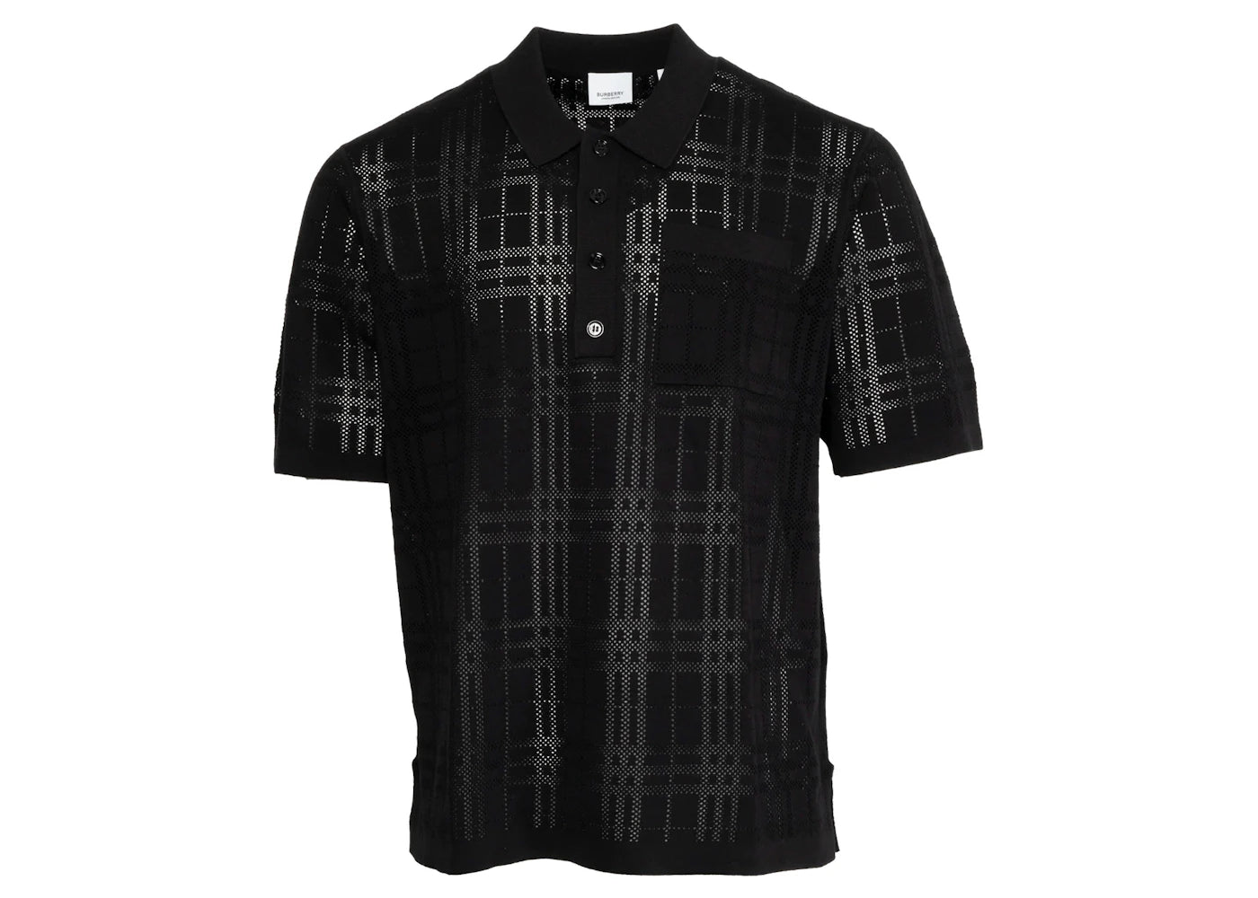 Burberry Checked Oversize Polo Shirt Black